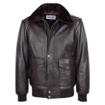 Mens G1 leather bomber jacket Aviator Style Jarrod Brown