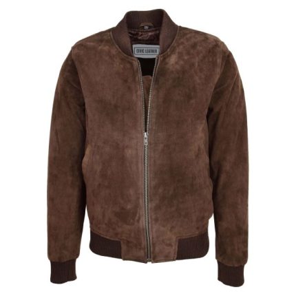 Mens Suede MA-1 Bomber Jacket Trevor Brown