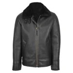 Mens Top Gun Style Sheepskin Jacket Oscar Black