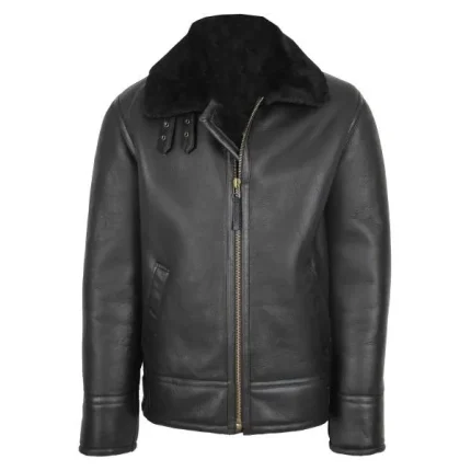 Mens Top Gun Style Sheepskin Jacket Oscar Black