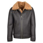 Mens Top Gun Style Sheepskin Jacket Oscar Brown Ginger