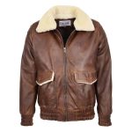 Mens Leather Bomber Jacket G-1 Aviator Style Cooper Brown