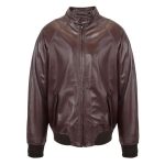 Mens Real Leather Bomber Jacket Raglan Shoulder Francis Brown