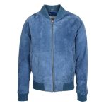 Mens Suede MA-1 Bomber Jacket Trevor Blue