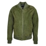 Mens Suede MA-1 Bomber Jacket Trevor Green