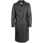 Mens Leather 3/4 Length Double Breasted Coat Travis Black