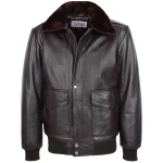 Mens Leather Bomber Jacket G-1 Aviator Style Jarrod Brown