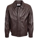 Mens Bomber Leather Jacket Classic Style Jim Brown Nappa