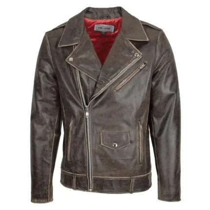 Mens Leather Biker Brando Design Jacket Neil Brown