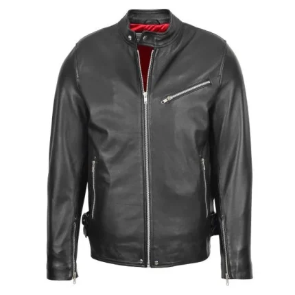 Mens Leather Cafe Racer Casual Biker Jacket Gerard Black