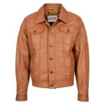 Mens Leather Lee Rider Casual Jacket Terry Tan