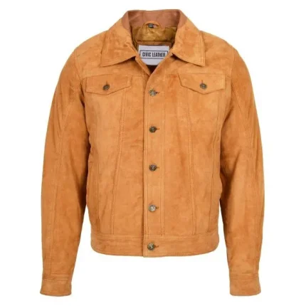 Mens Real Suede Trucker Harrington Jacket Daryl Tan