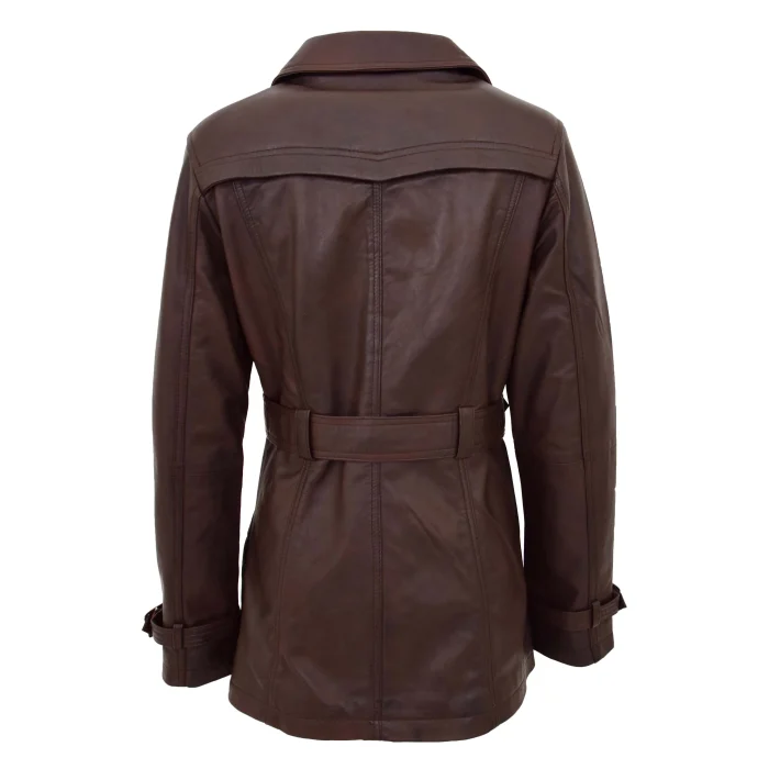 A classic real leather double breasted trench coat, a true indulgent excellent tailored fitted cut design. Made from soft and light lamb nappa leather. This jacket features a double breasted fastening, adjustable waist belt, buckle feature on the cuffs and two front pockets. Inside fully lined with polyester. Outer Pockets: Two Outer Material: Leather Inner Material: Polyester