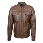 Mens Casual Biker Leather Jacket Jaime Timber