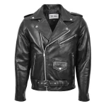 Mens Heavy Duty Leather Biker Brando Jacket Kyle Black