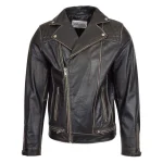 Mens Leather Biker Brando Design Jacket Sean Vintage Black