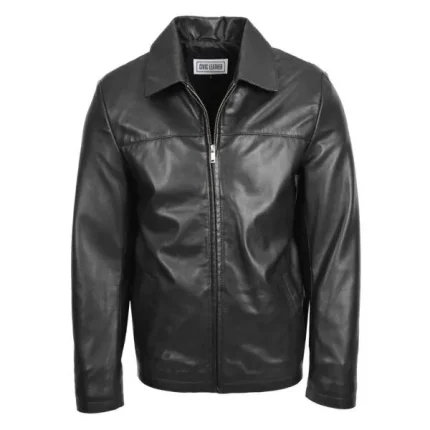 An all time favourite mens Leather Biker Jacket Zip Box Harrington James Black. This leather motorcycle jacket for men is made from soft, supple lamb leather which gets better with age. This men’s leather motorcycle jacket is versatile and lightweight which makes the jacket a perfect everyday use garment. It features YKK front zip fastening, folding collar and two front pockets. Inside the jacket it is fully lined with polyester. Outer Pockets: Two Outer Material: Leather Inner Material: Polyester Color: Black Leather Biker Jacket