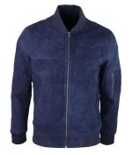 Mens Genuine Suede Bomber Jacket