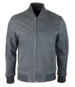 Mens Genuine Suede Bomber Jacket