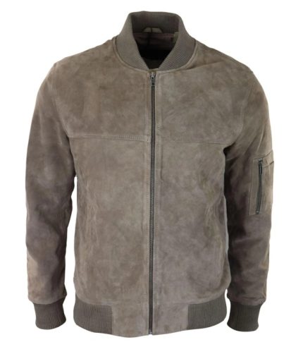 Mens Genuine Suede Bomber Jacket