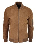 Mens Genuine Suede Bomber Jacket