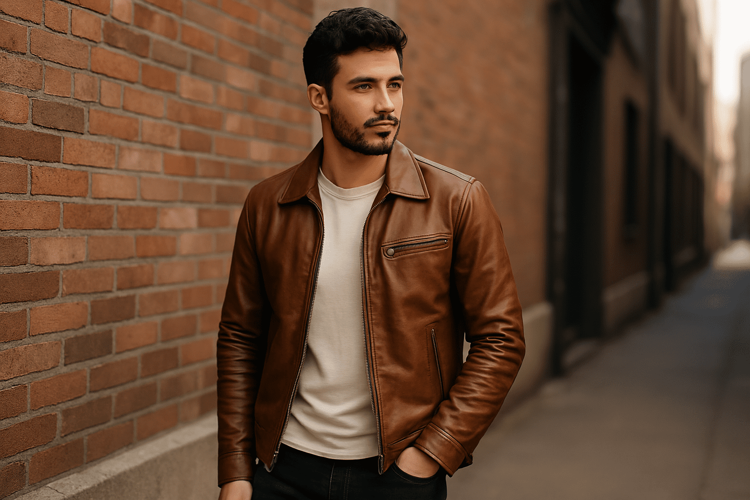 how to style a brown leather jacket