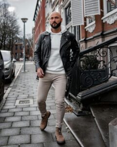 men in black leather jacket outfit 10