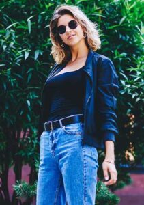 women in black leather jacket outfit 10